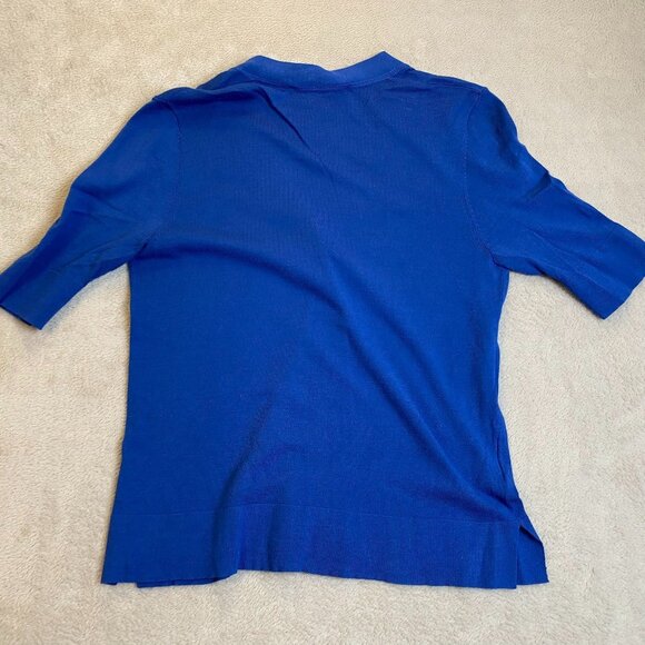 Ann Taylor Loft Women's Cardigan Sweater Top Medium Blue Short-Sleeve - Picture 7 of 7